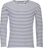 SOLS Heren Marine T-Shirt met lange mouwen (Wit/Navy)