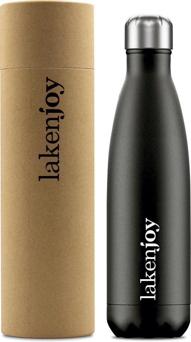 Thermosfles Joy, 500 ml zwart, Laken Dubbelwandig RVS waterfles