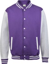 Awdis Kinder Unisex Varsity Jacket / Schoolkleding (Paars / Heide Grijs)