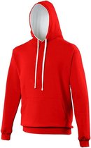 Awdis Varsity Hooded Sweatshirt / Hoodie (Vuurrood/ Arctisch Wit)