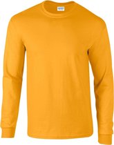 Gildan Heren Effen Bemanningsleden Hals Ultra Katoen Lange Mouw T-Shirt (Goud)
