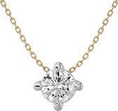 AËLRA 14K geel gouden dameshanger, 0.05 ct natuurlijke ronde solitaire diamant met ketting