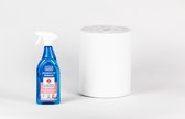 Desinfecteer set 1 XL rol doeken met desinfectiespray 750ml