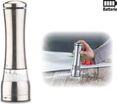 Rosenstein & Söhne Elektrische peper-of zoutmolen, keramische grinder, roestvrij staal, LED, 21,5 cm