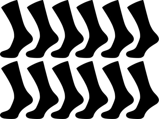 12 Paar zwarte damessokken - MAAT 35-38