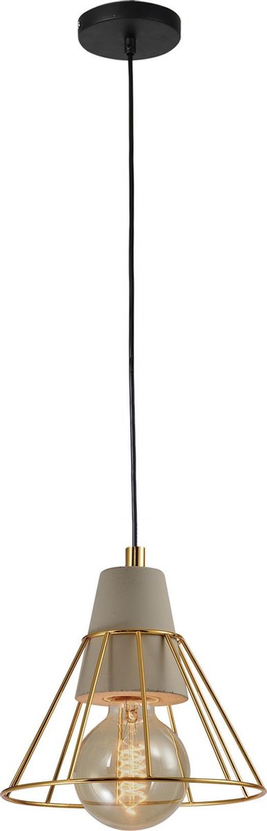 QUVIO Hanglamp beton en staal prismavormig goud - QUV5097L-GOLD