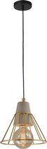 QUVIO Hanglamp industrieel / Plafondlamp / Sfeerlamp / Leeslamp / Eettafellamp / Verlichting / Slaapkamer lamp / Slaapkamer verlichting / Keukenverlichting / Keukenlamp - Beton met prismavormige kooi - Diameter 18 cm
