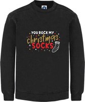 Dames Kerst sweater - you rock my Christmas socks - Kersttrui - Zwart - Large - Unisex