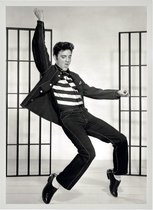 Poster In Witte Lijst Elvis Presley - 1957 - King of Rock and Roll - Zwart-Wit - 70x50 cm