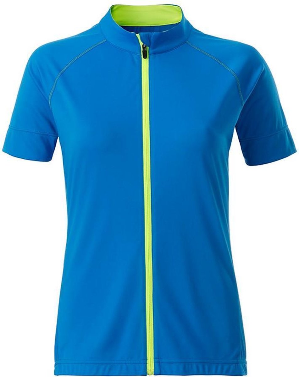 James and Nicholson Dames/damesfietsen Volle Ritssluiting T-Shirt (Helder blauw/rechts geel)