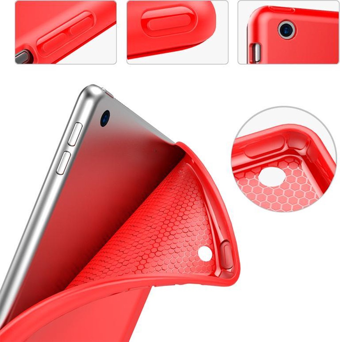 Housse Tablette XEPTIO Housse nouvel Apple iPad 10,2 2020 / 2019 Wifi -  4G/LTE rouge - Etui coque de protection 360 degrés tablette New iPad 10.2  pouces (iPad 7 et iPad 8)