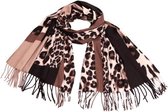 Warme dames sjaal panterprint luipaard tijgerprint - leopard - luipard - zwart - bruin - wit
