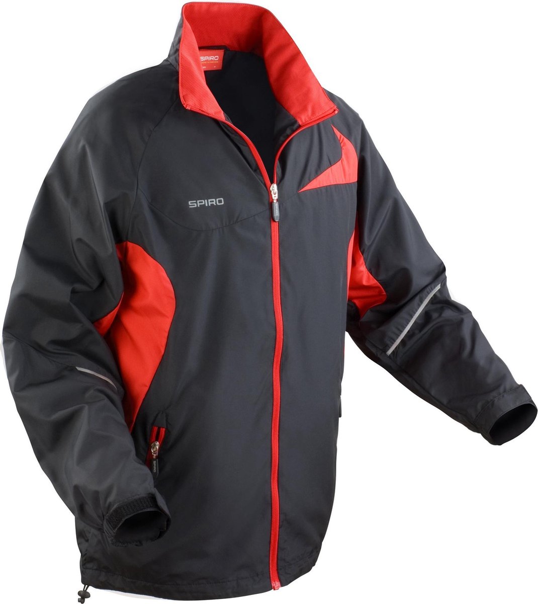 Spiro Heren Micro-Lite Performance Sports Jacket (Waterafstotend, Windbestendig & Ademend) (Zwart/Rood)