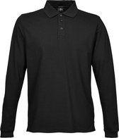 Tee Jays Heren Luxe Stretch Poloshirt met lange mouwen (Zwart)