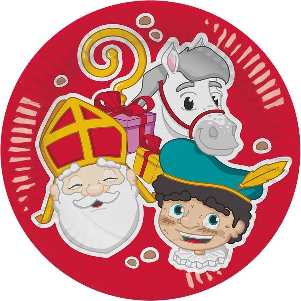 Feestbordjes Sinterklaas 23 Cm Karton Rood 6 Stuks