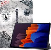 3-Vouw sleepcover hoes - Geschikt voor Samsung Galaxy Tab S7 Plus / Tab S8 Plus - Eiffeltoren