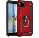 Huawei Y5P Hoesje Rood - Anti-Shock Hybrid Armor met Kickstand Ring