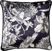 LAUREN - Kussenhoes velvet Raven 45x45 cm - zwart