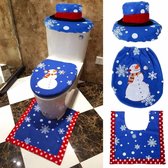 sneeuwpop toilet set |Wc bril hoessneeuwpop | Kerstmis toilet set prachtig blauw topper 20201