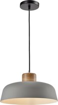 QUVIO Hanglamp Scandinavisch / Plafondlamp / Sfeerlamp / Eettafellamp / Verlichting / Slaapkamer lamp / Slaapkamer verlichting / Keukenverlichting - Rond van metaal - Diameter 30 cm - Grijs en Zwart