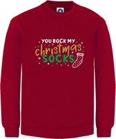 Kerst sweater - you rock my Christmas socks - Kersttrui - ROOD - Large - Unisex