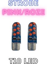 2x T10 Led Canbus HQ Strobe Pink  - Stoboscoop interieurverlichting - Roze - Flikkerend