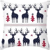 Kerst Kussenhoes - Kerst Decoratie - Kussenhoes Kerst - Kerst kussensloop 45x45 cm - Wit Rendieren