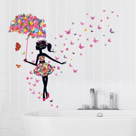 Muursticker Takken Bloemen Vlinders