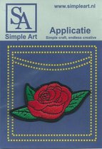 Opstrijk applicaties / Strijk Patch Set / Roos rood met groen blad /Formaat: 8,0 x 4,0 cm