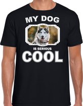 Husky honden t-shirt my dog is serious cool zwart - heren - Siberische huskys liefhebber cadeau shirt XL
