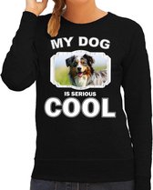 Australische herder honden trui / sweater my dog is serious cool zwart - dames - Australische herders liefhebber cadeau sweaters M