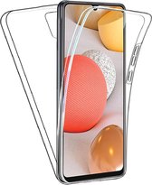 Samsung Galaxy A42 Hoesje - 360 Graden Case 2 in 1 Hoes Transparant + Ingebouwde Siliconen TPU Cover Screenprotector