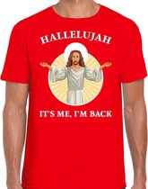 Hallelujah its me im back Kerstshirt / Kerst t-shirt rood voor heren - Kerstkleding / Christmas outfit L