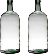 2x stuks transparante luxe stijlvolle flessen vaas/vazen van glas 50 x 19 cm - Bloemen/takken vaas voor binnen gebruik