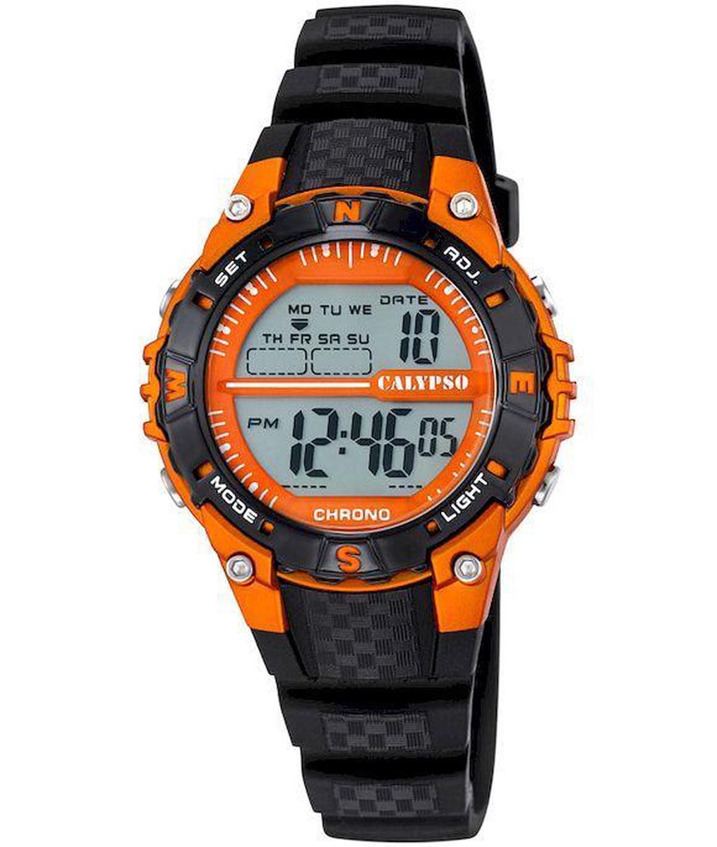 Calypso K5684/7 digitaal horloge 38 mm 100 meter zwart/ oranje
