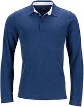 James and Nicholson Heren Polo met lange mouwen (Marine / Wit)