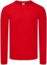 Fruit of the Loom Heren Iconische 150 T-Shirt met lange mouwen (Rood)