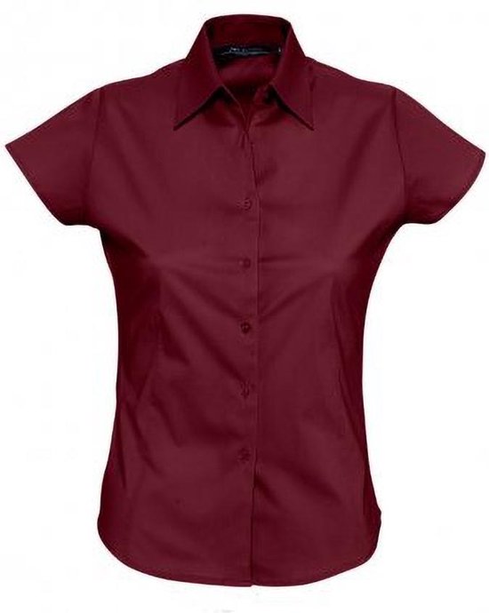 Chemise de travail ajustée à manches courtes SOLS pour femmes/femmes (bordeaux Medium )