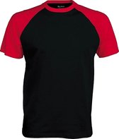 Kariban Herenshirt met korte mouwen Baseball T-Shirt (Zwart/Rood)