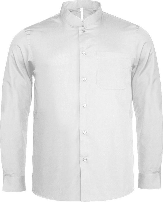 Kariban Heren Lange Mouw Mandarijn Kraag Shirt (Wit) | bol.com