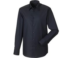 Russell Collectie Heren Lange Mouw Easy Care op maat gemaakt Oxford Shirt (Zwart)