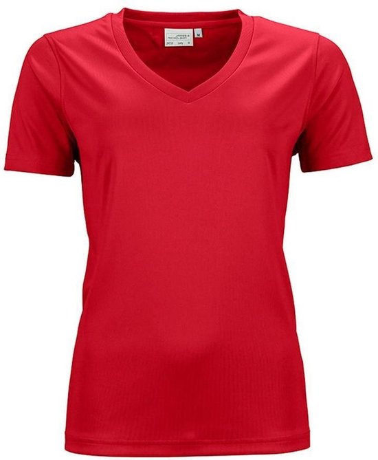 James and Nicholson Dames/dames Actief V Hals T-Shirt (Rood)