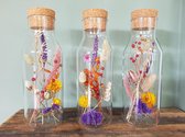 Droogbloemen in Glas - Fles / Vaas met kurk / kleurrijk / Dried Flowers