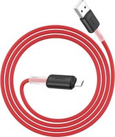 HOCO X48 Soft Silicone - Micro-USB naar USB - Oplaadkabel 2.4A - Voor Voor Samsung, Huawei, Etc. - 1 meter - Rood