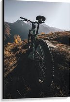Canvas  - Mountainbike in de Bergen - 80x120cm Foto op Canvas Schilderij (Wanddecoratie op Canvas)