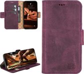 Bouletta - iPhone 12 mini - Lederen BookCase hoesje - Antique Purple