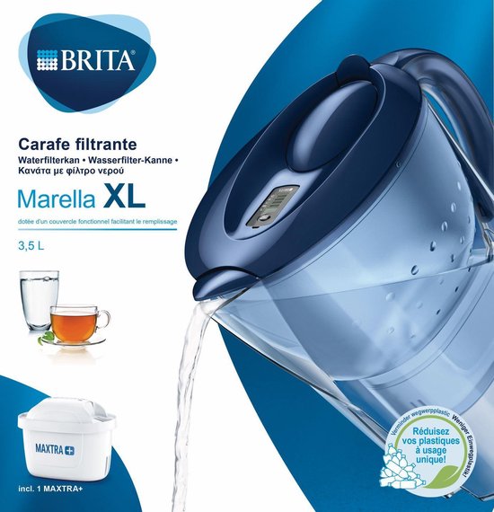 Brita Marella XL Filtre à eau pour carafe 3,5 L Bleu, Transparent