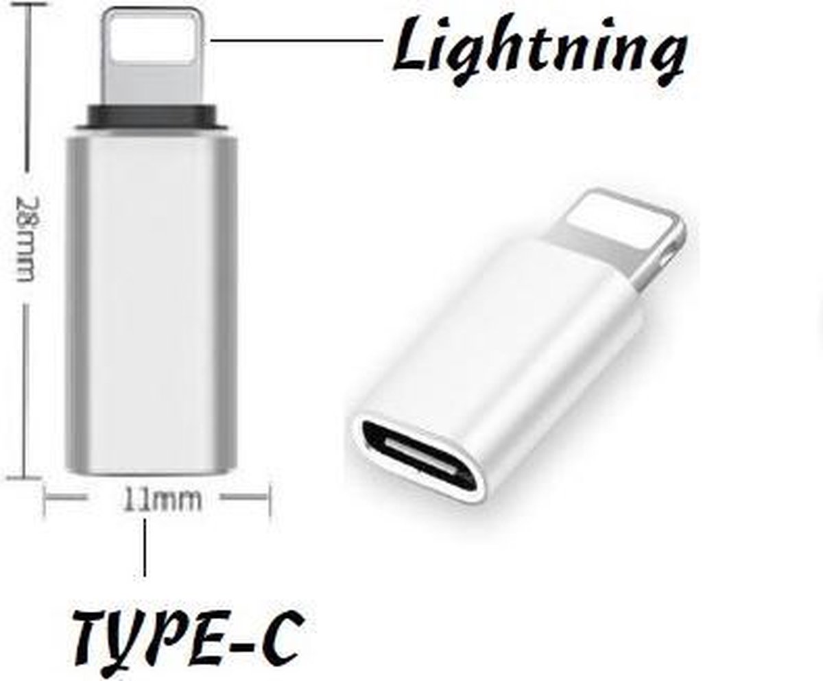 Vrouwelijke type-c naar iphone mannelijke zilver adapter Voor iphone  Type-C Om 8pin
