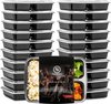 Meal Prep Bakjes - 20 stuks - 3 compartimenten - Lunchbox - Diepvriesbakjes - Vershoudbakjes - Plastic Bakjes Met Deksel - Magnetron Bakjes Met Deksel - Meal Prep - Vershouddoos - 1L - BPA vrij - Fitcrafters