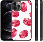 GSM Hoesje Geschikt voor iPhone 12 Pro Max Hoesje Bumper met Zwarte rand Pink Macarons